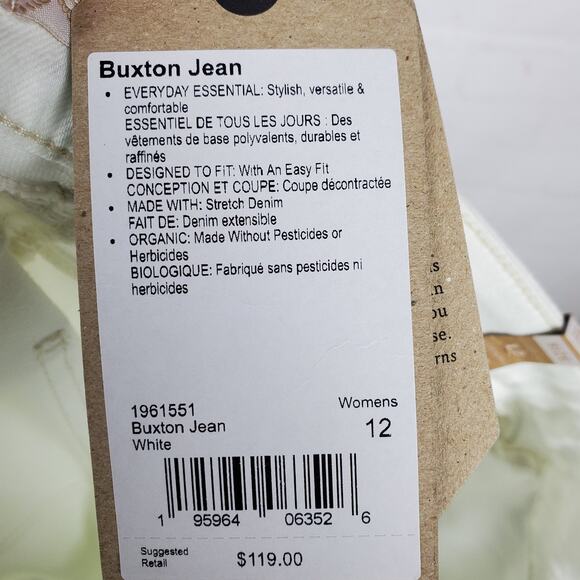 NEW PRANA Buxton Jeans White Boyfriend Jeans Button Fly Sz 12/31 Organic Cotton - Picture 3 of 14